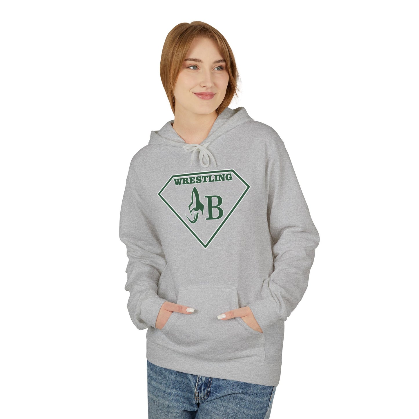 JB WRESTLING Unisex Midweight Fleece Hoodie - 'Vermilion QB' Graphic Design