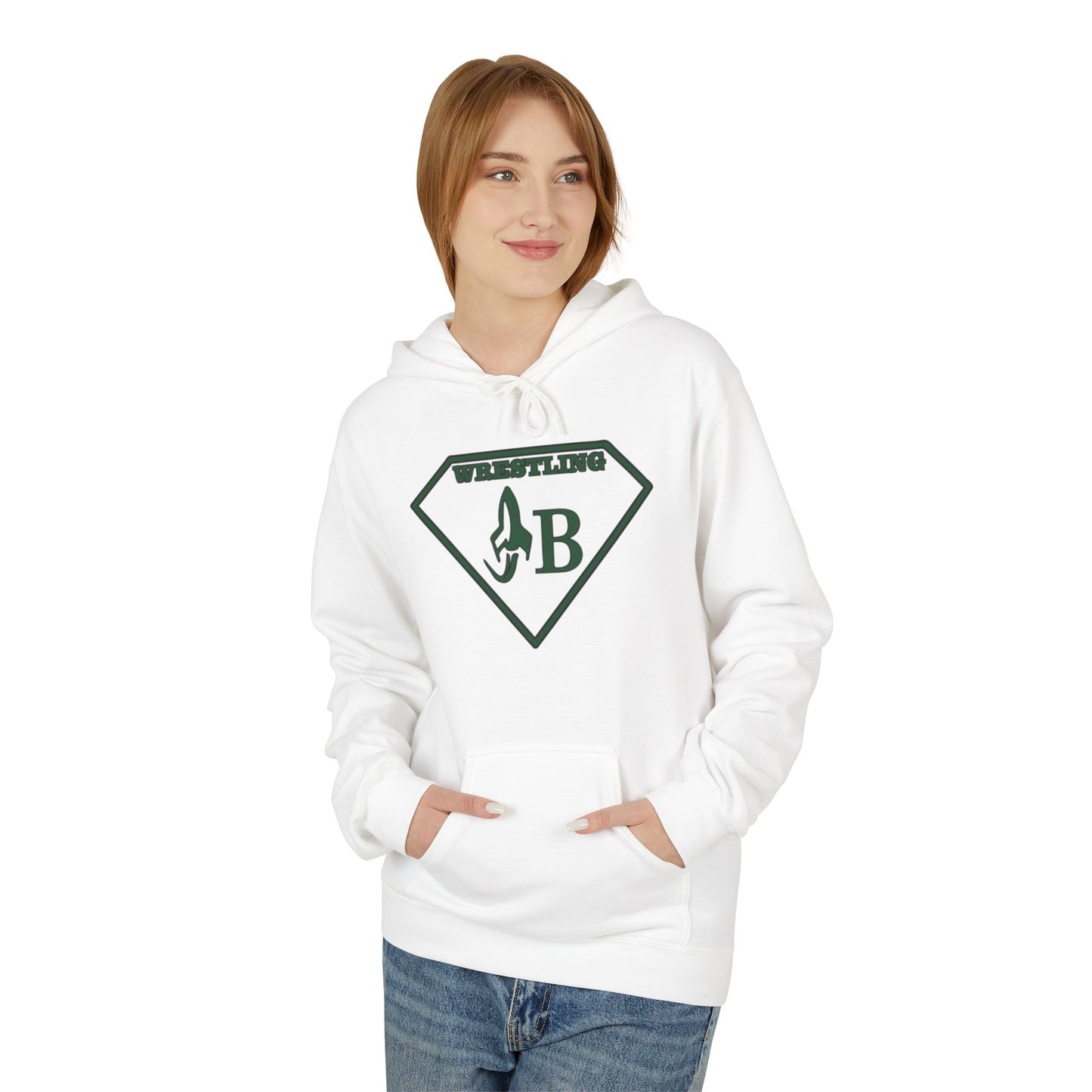 JB WRESTLING Unisex Midweight Fleece Hoodie - 'Vermilion QB' Graphic Design