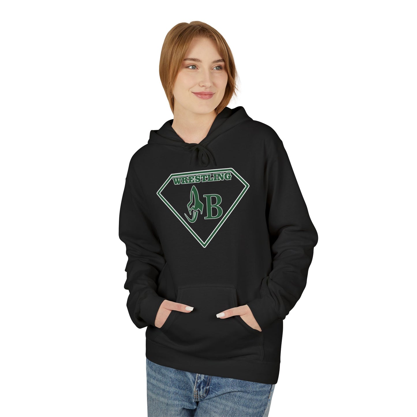 JB WRESTLING Unisex Midweight Fleece Hoodie - 'Vermilion QB' Graphic Design